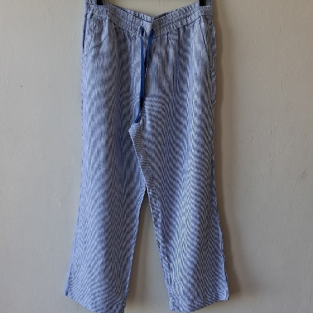 Talbots Blue and White Striped Wide Leg Pants